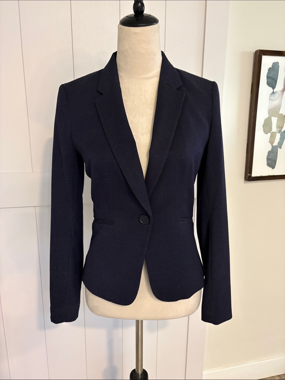 H&M Navy Single-Button Blazer, Size 4
